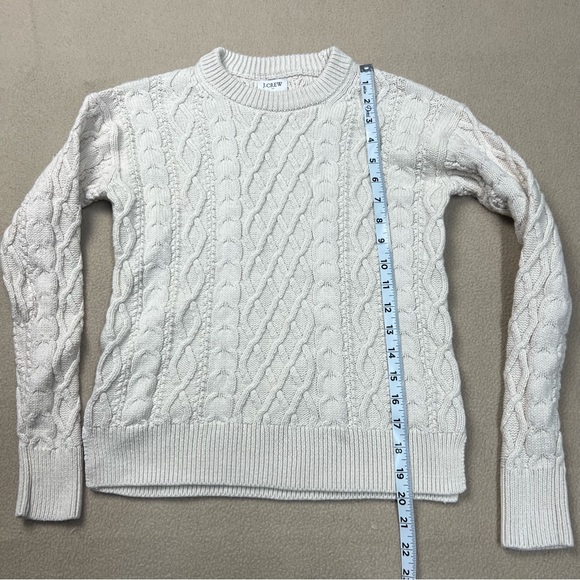 J Crew Sweater Womens XXS Beige Cable Knit Crewneck Cotton BT229 Holiday 2023 - Picture 2 of 7